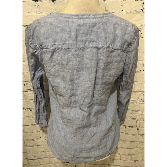 Boden Chambray Cecilia 100% Linen Multi Color Button Blouse size 8 - Picture 5 of 8